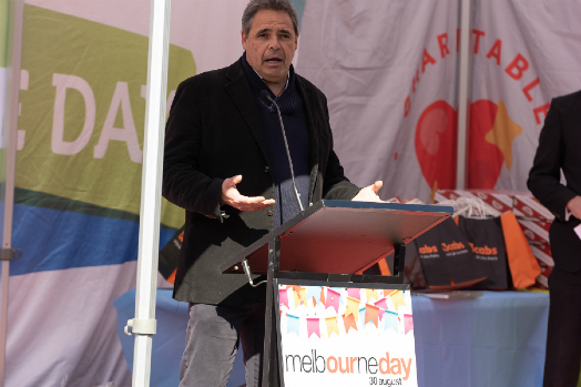 Dave Johnston, director Boon Wurrung Foundation, at Melbourne Day flag-raising ceremony